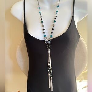 WHBM Silver-Tone Rhinestone & Tassel Necklace